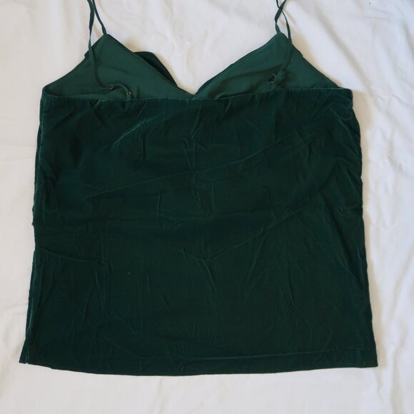 J. Crew Green Going Out Velvet Cami Tank Top Evergreen Ruffle 12T - Picture 4 of 4
